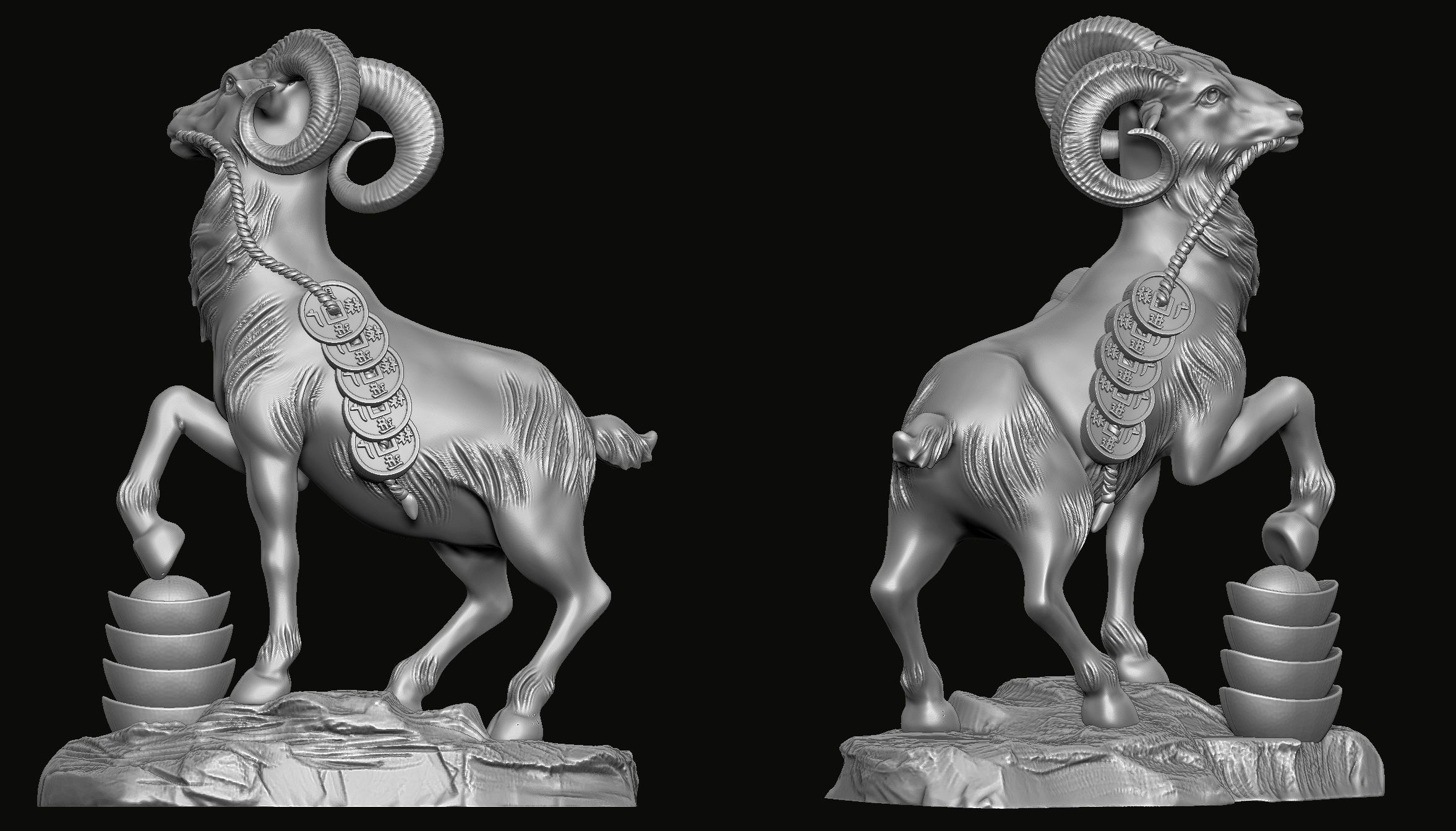 Goat Statue 3D print model 3D print model_2