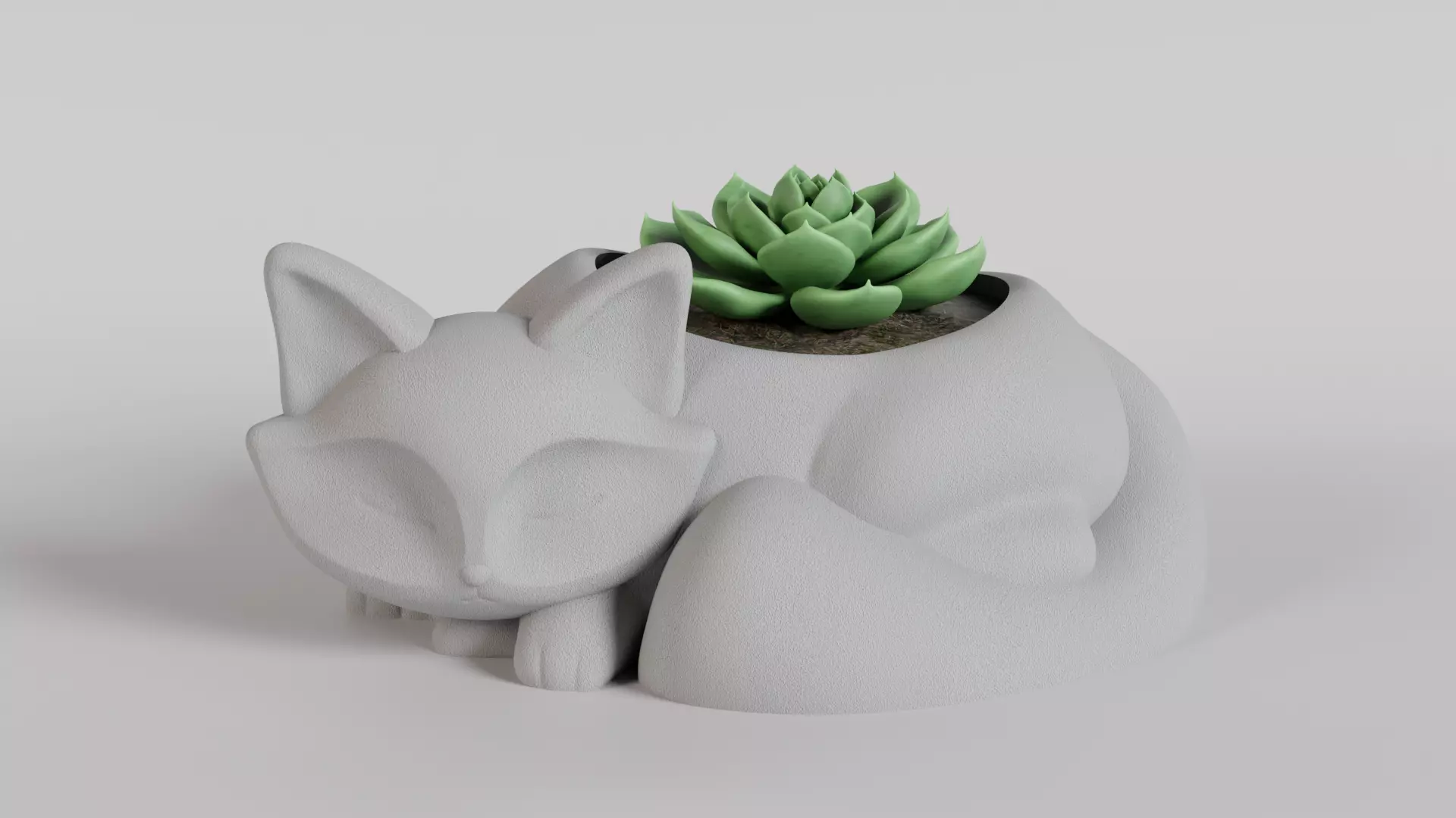 Sleeping Fox Planter 3D print model
