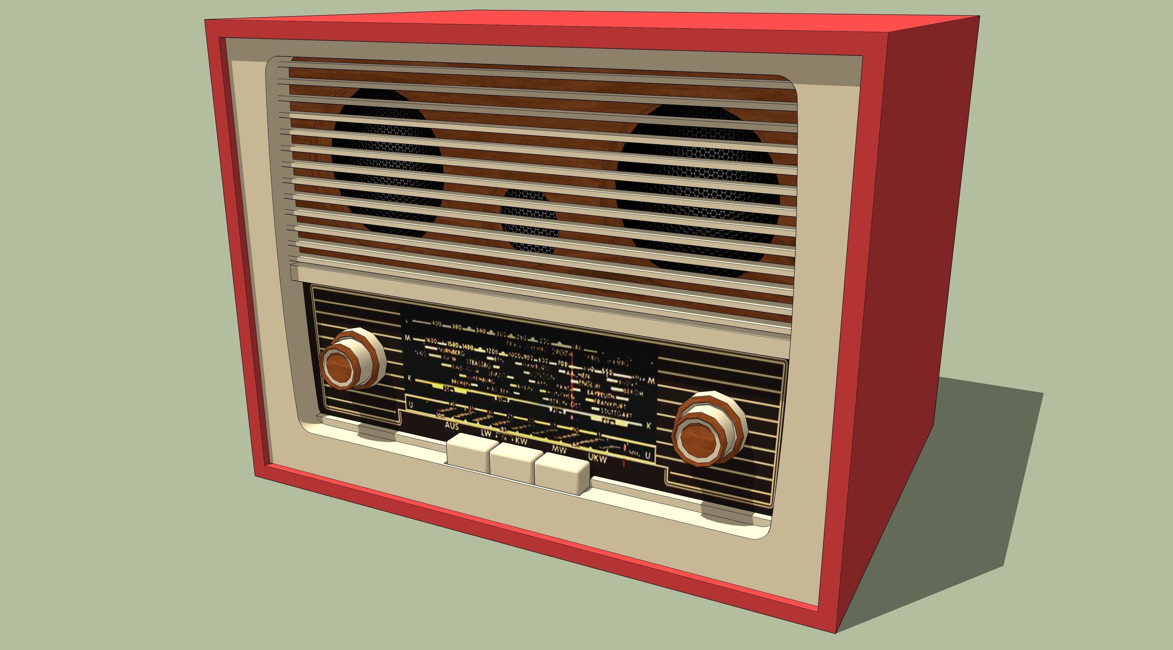 vintage radio 2 3D model_4