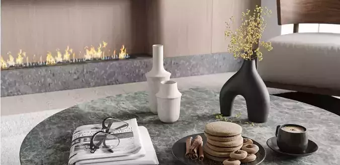 Modern Living Dining Room 3D Model