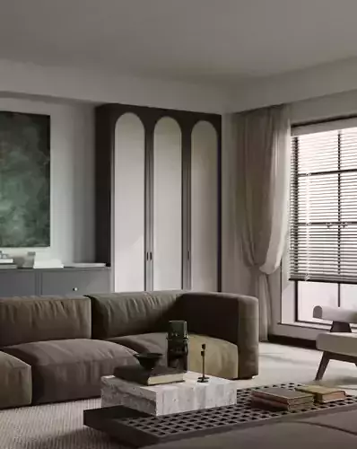 Vintage Style Living Room Dining Room 3D Model