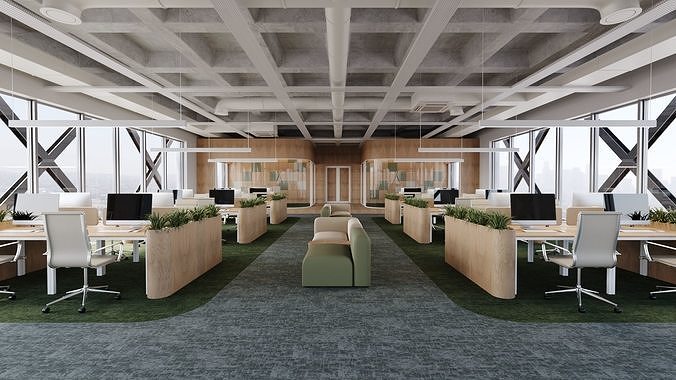 Contemporary Office Space 3D Model 3D model 3