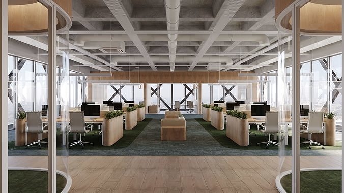 Contemporary Office Space 3D Model 3D model 7