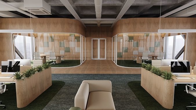 Contemporary Office Space 3D Model 3D model 5