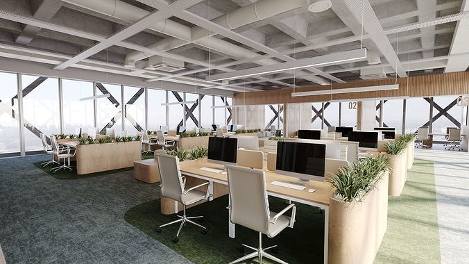 Contemporary Office Space 3D Model 3D model 6