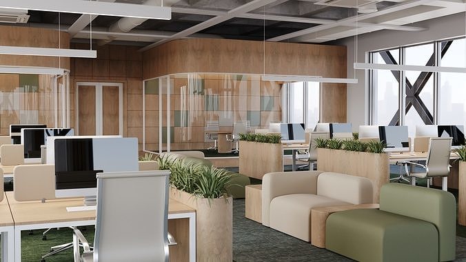 Contemporary Office Space 3D Model 3D model 4