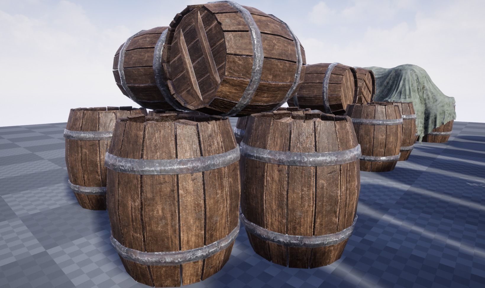 Medieval barrels and crates Kit 3D Model Collection_12