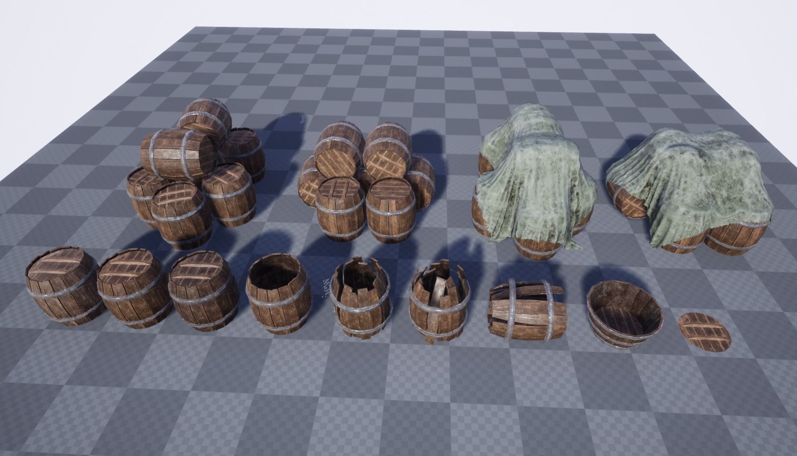Medieval barrels and crates Kit 3D Model Collection_9