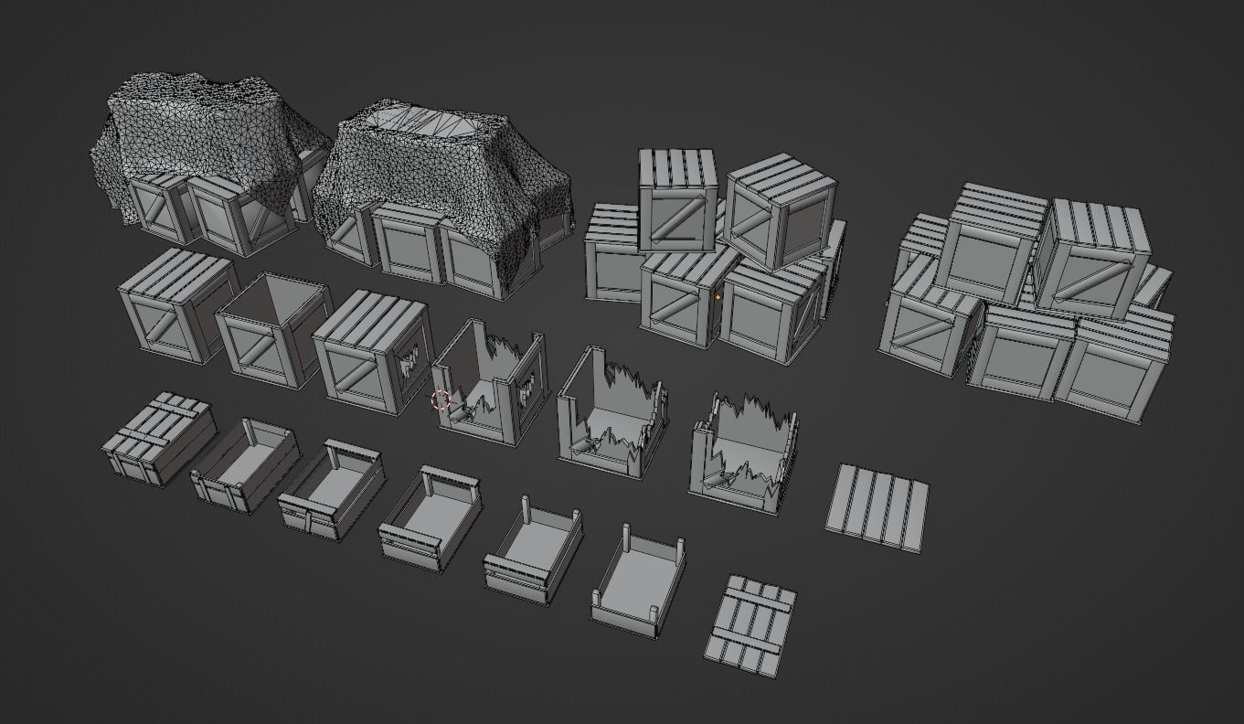 Medieval barrels and crates Kit 3D Model Collection_18