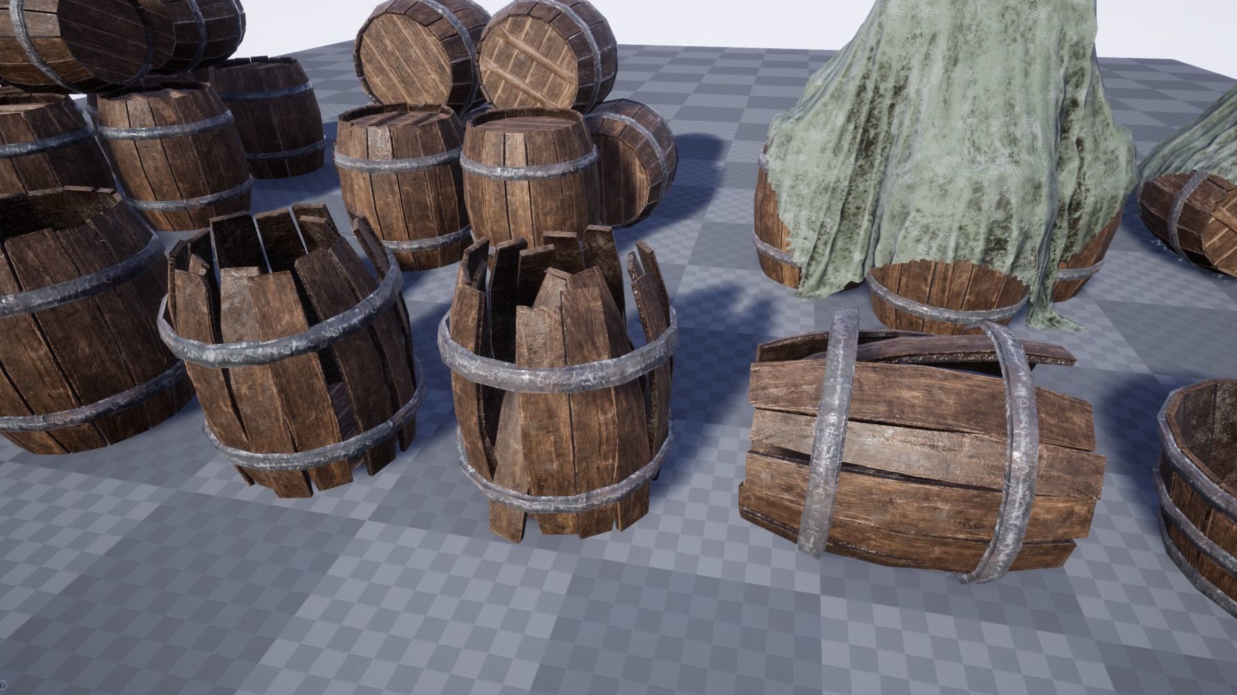 Medieval barrels and crates Kit 3D Model Collection_14