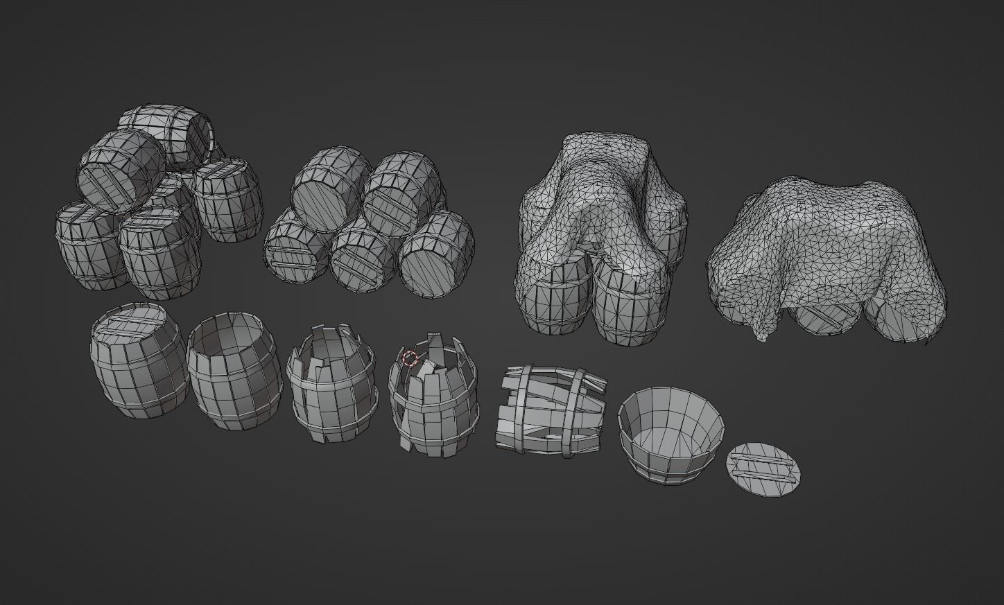 Medieval barrels and crates Kit 3D Model Collection_16