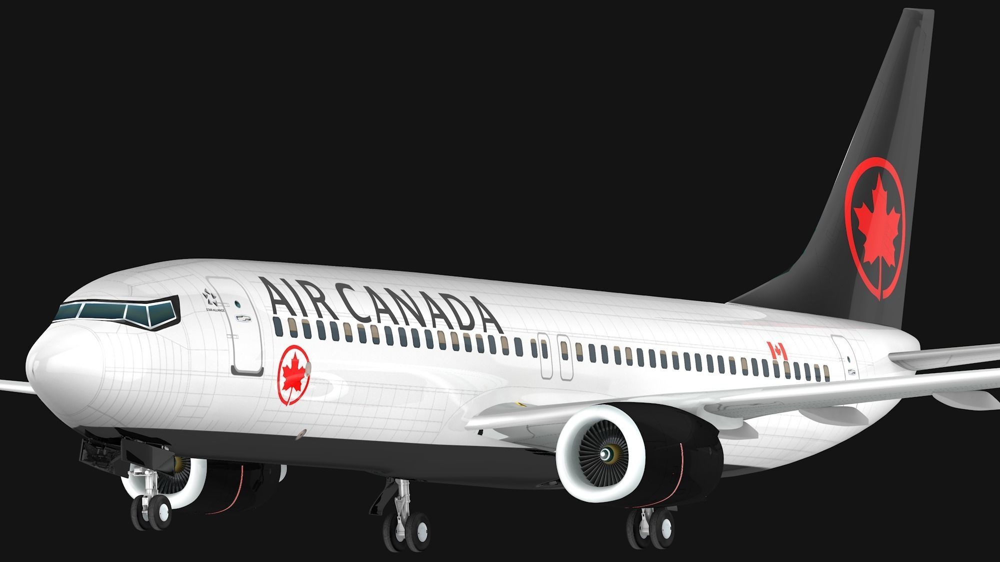 Boeing 737-800 Air Canada Low-poly 3D model_4