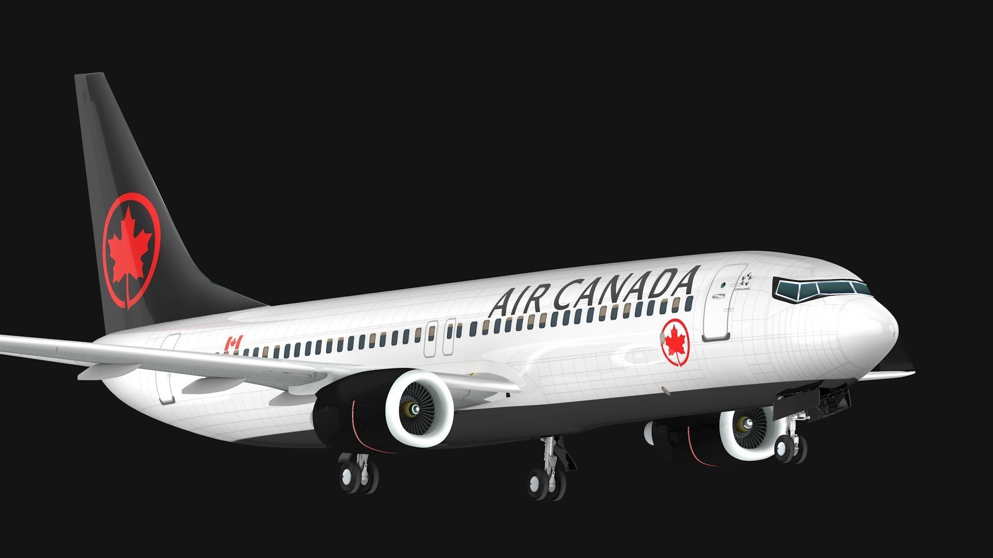 Boeing 737-800 Air Canada Low-poly 3D model_1