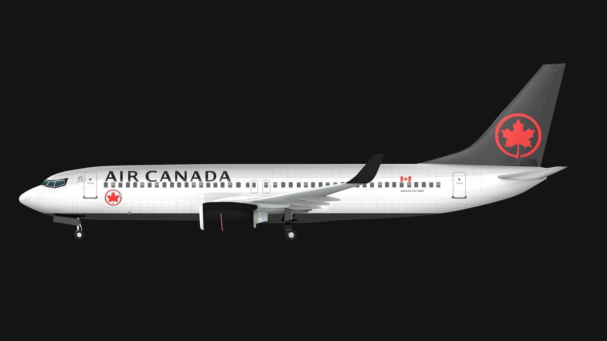 Boeing 737-800 Air Canada Low-poly 3D model_6