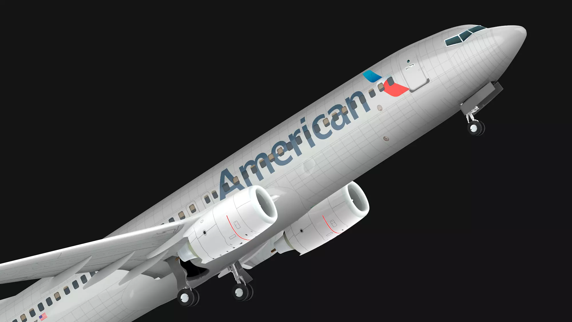 Boeing  737-800 American Airlines Low-poly 3D model_0