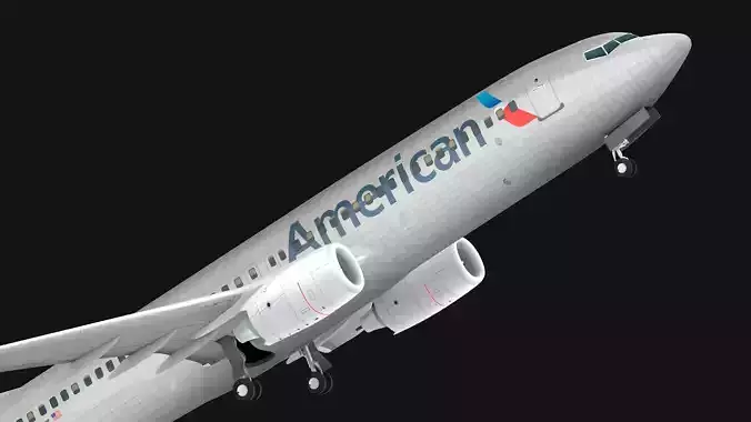 Boeing  737-800 American Airlines Low-poly 3D model