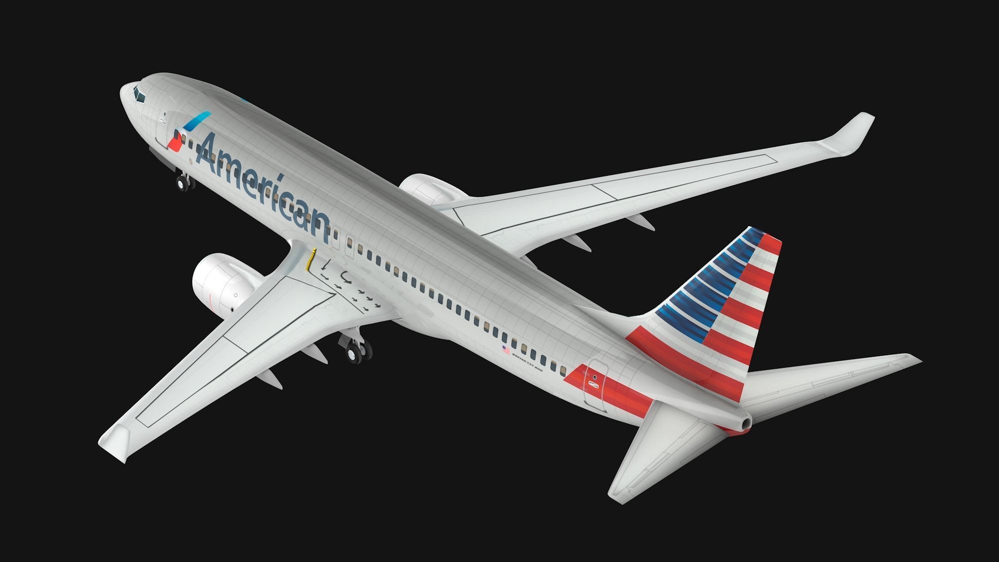 Boeing  737-800 American Airlines Low-poly 3D model_7