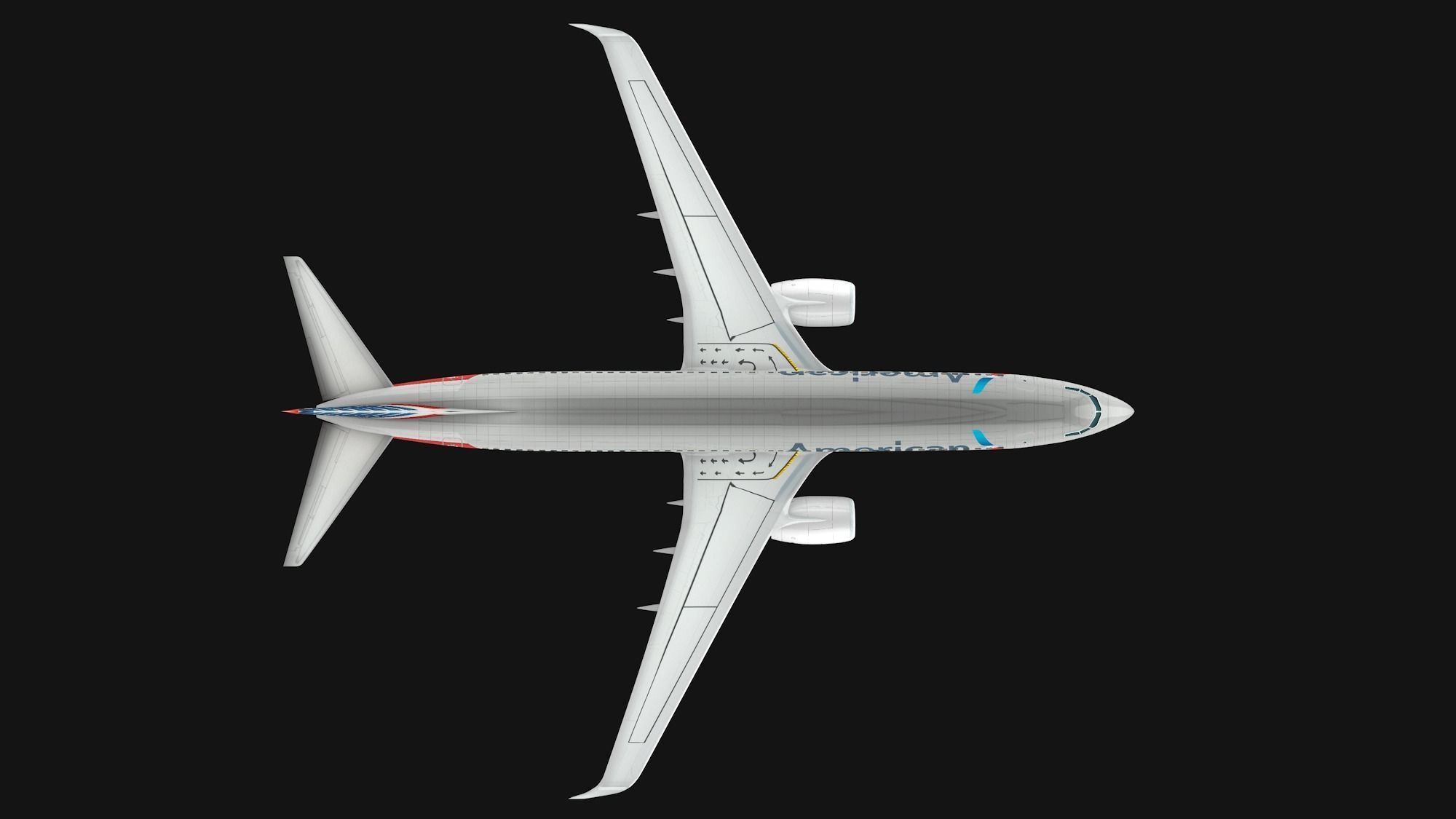Boeing  737-800 American Airlines Low-poly 3D model_10