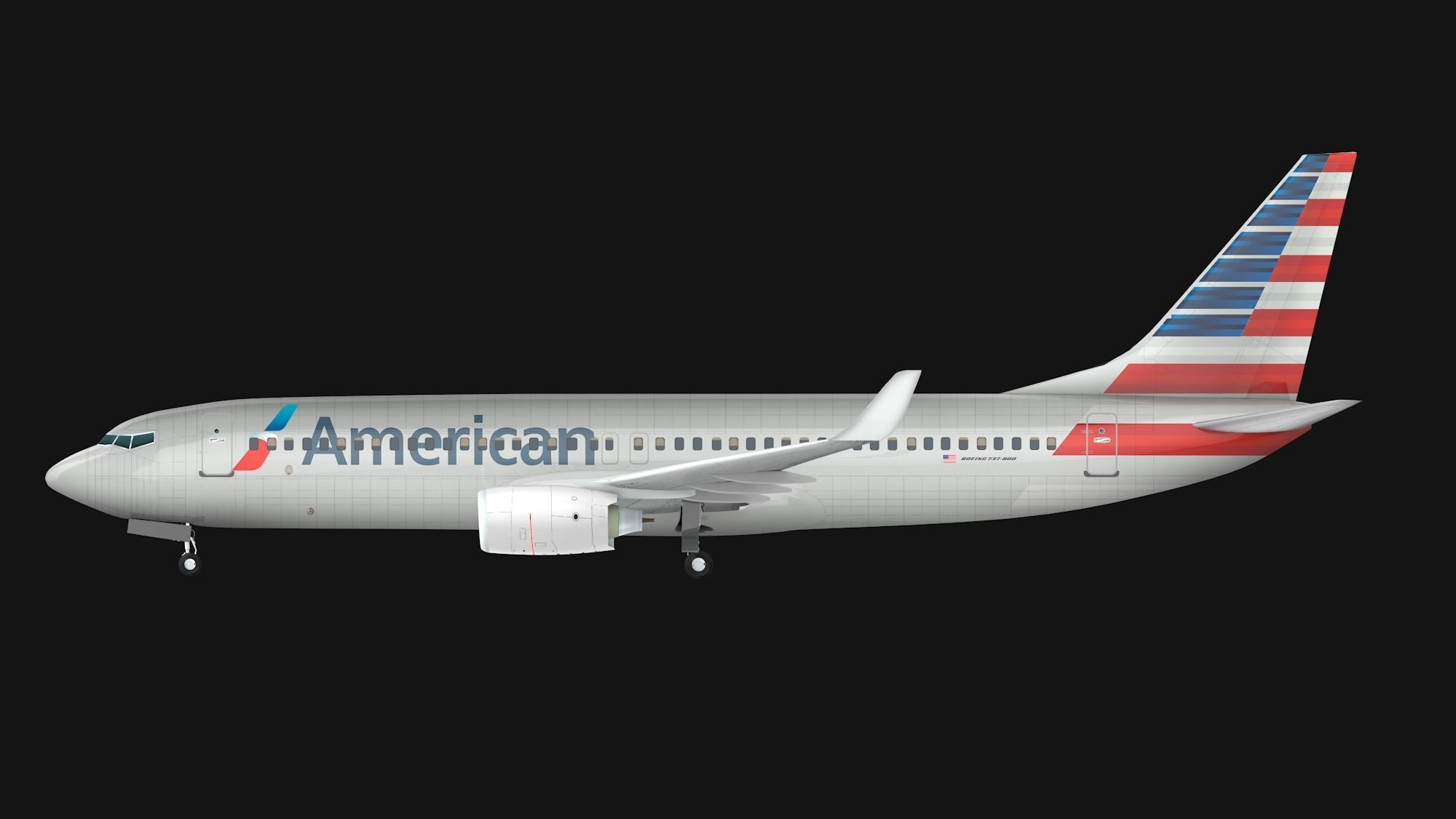Boeing  737-800 American Airlines Low-poly 3D model_6