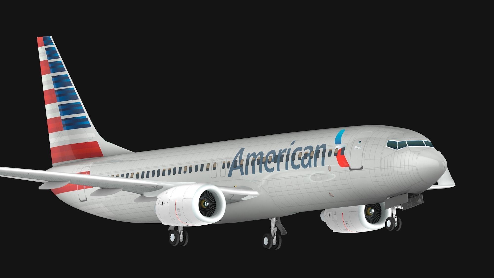Boeing  737-800 American Airlines Low-poly 3D model_1