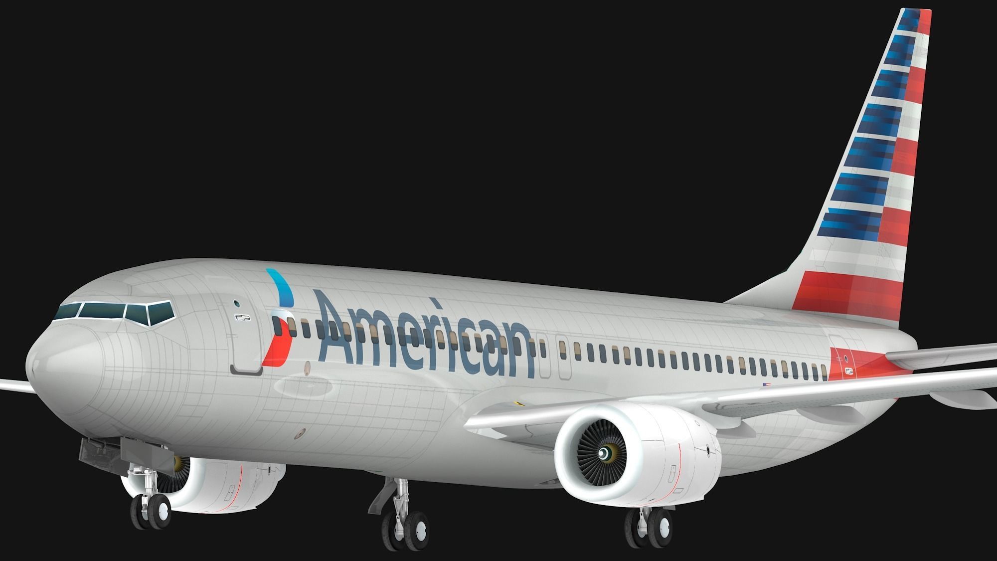 Boeing  737-800 American Airlines Low-poly 3D model_4