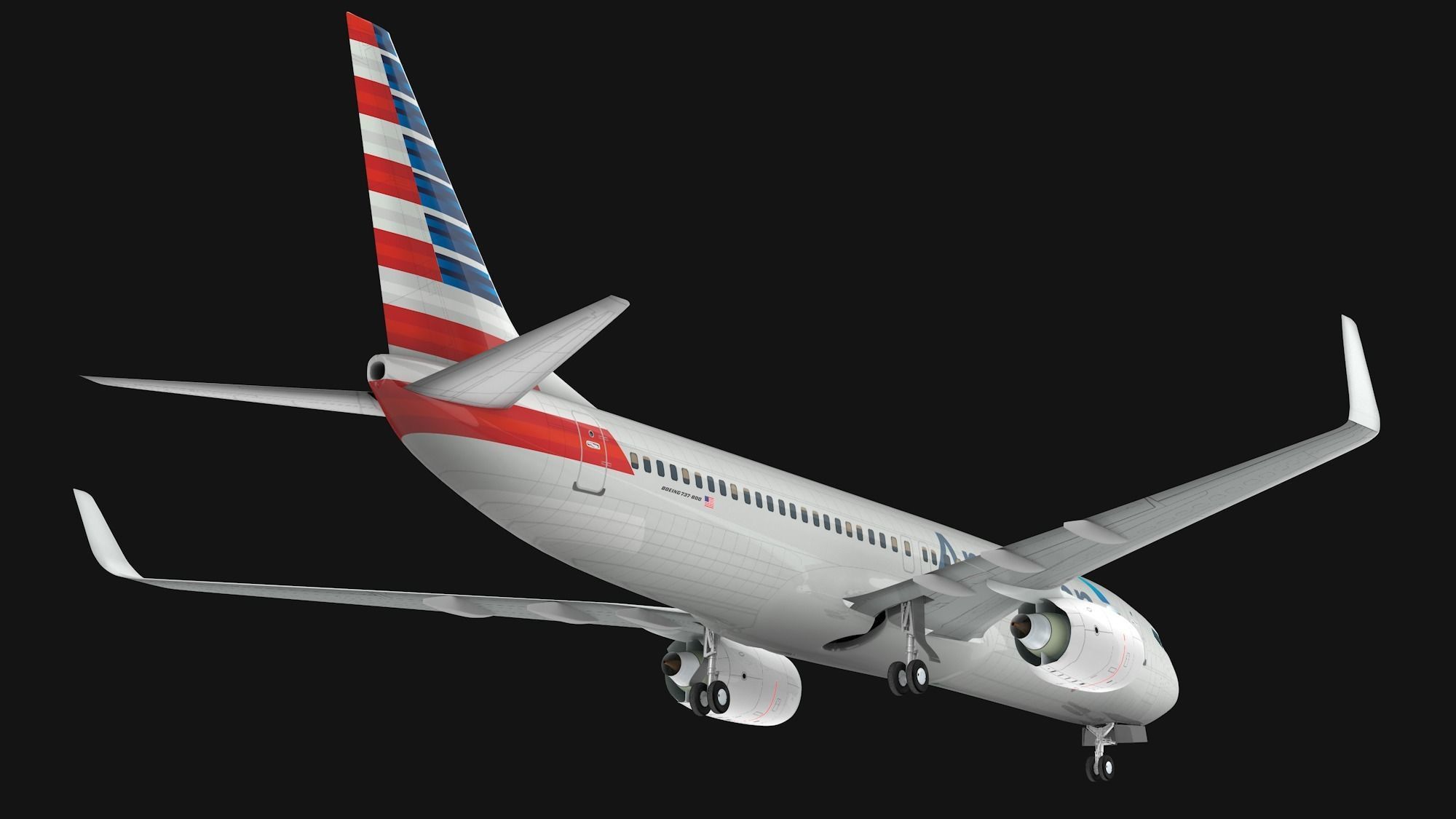 Boeing  737-800 American Airlines Low-poly 3D model_9