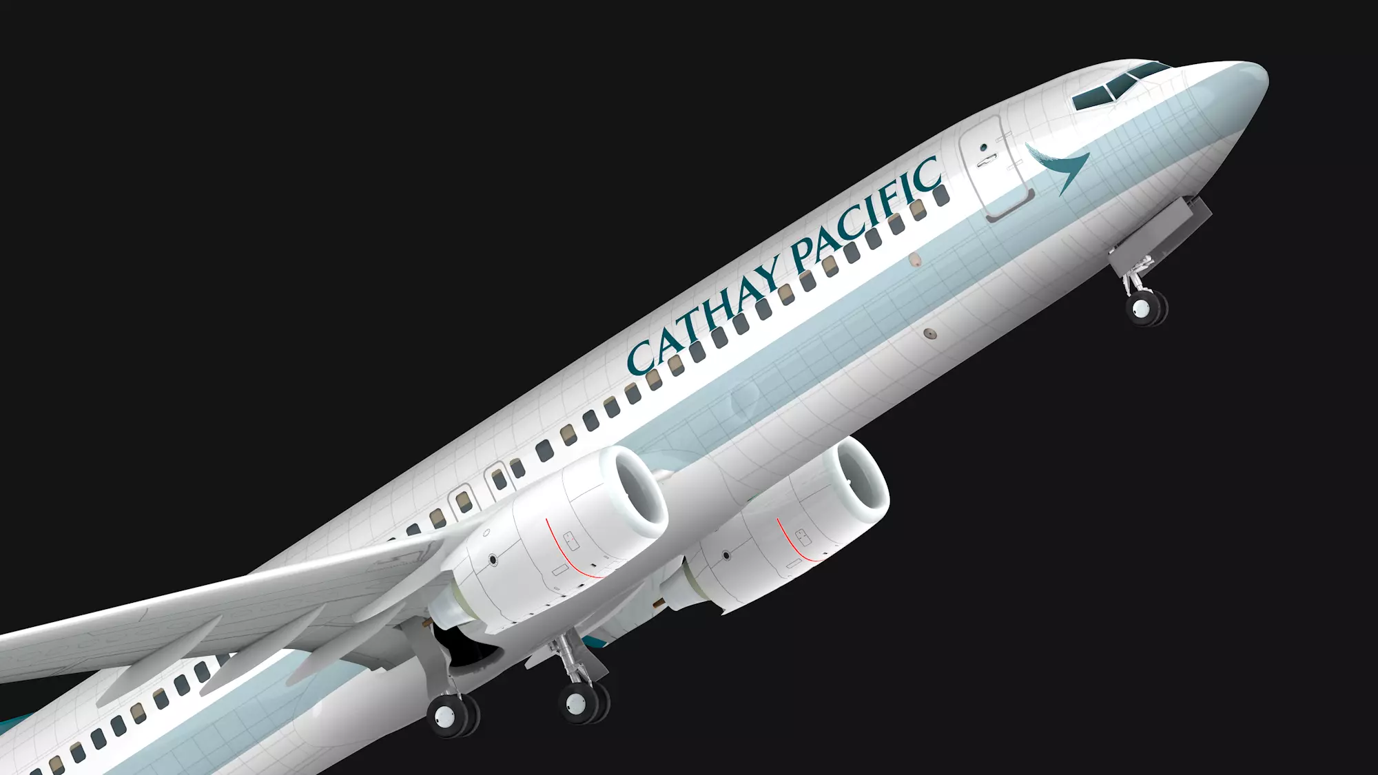 Boeing 737-800 Cathay Pacific Low-poly 3D model_0
