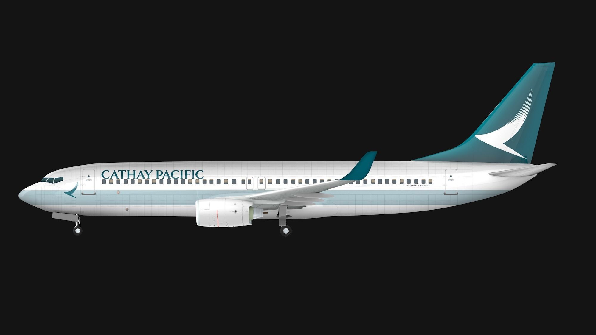 Boeing 737-800 Cathay Pacific Low-poly 3D model_6