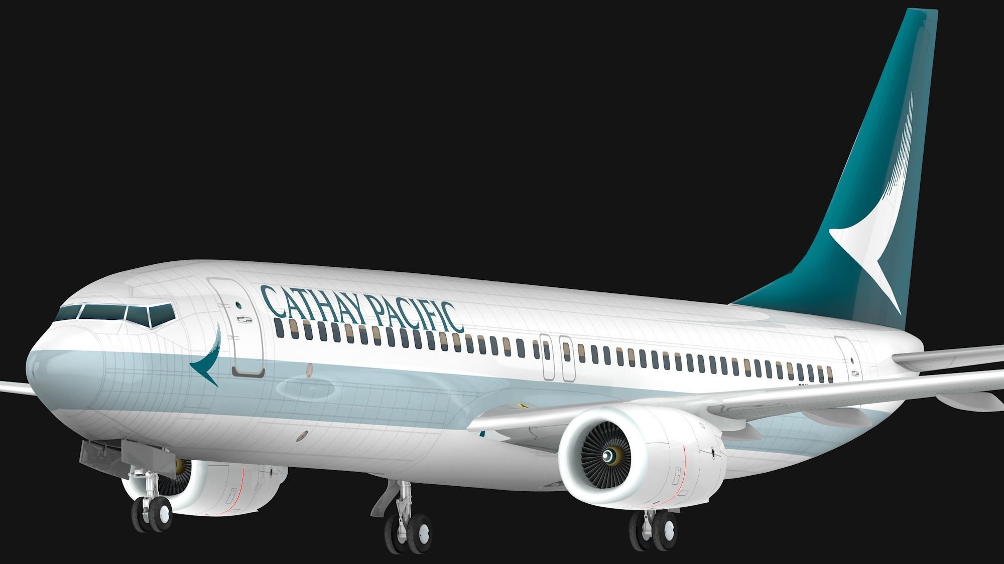 Boeing 737-800 Cathay Pacific Low-poly 3D model_4