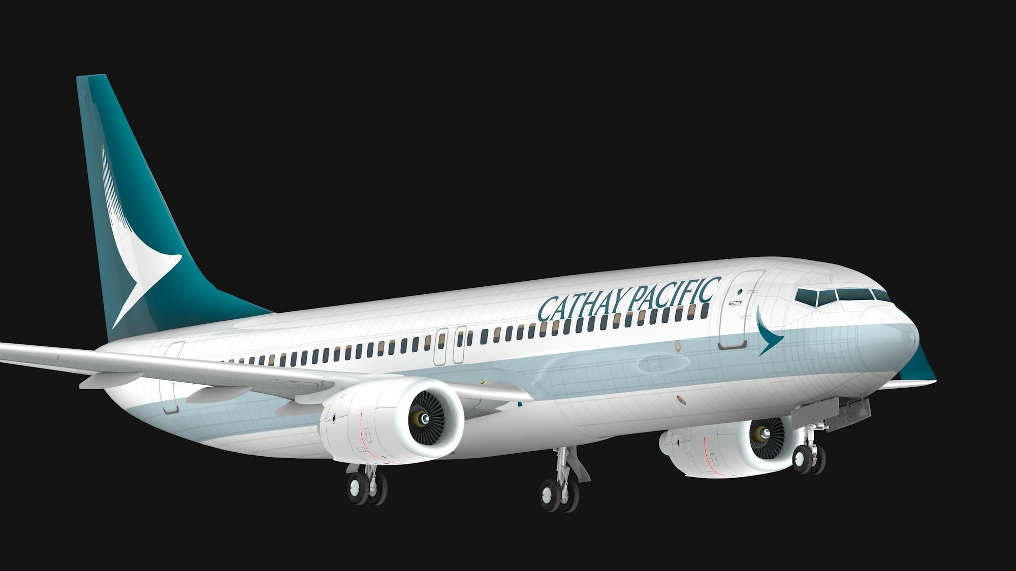 Boeing 737-800 Cathay Pacific Low-poly 3D model_1