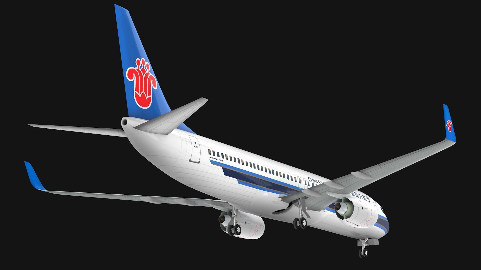 Boeing  737-800 China Southern Airlines Low-poly 3D model_9