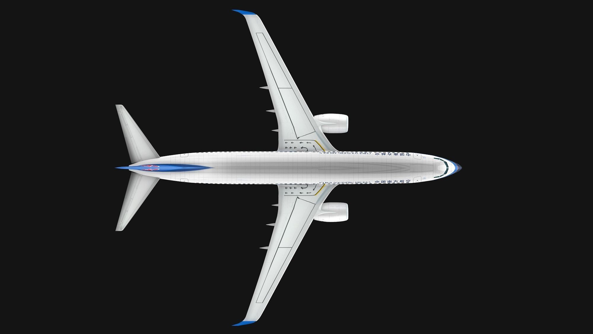 Boeing  737-800 China Southern Airlines Low-poly 3D model_10