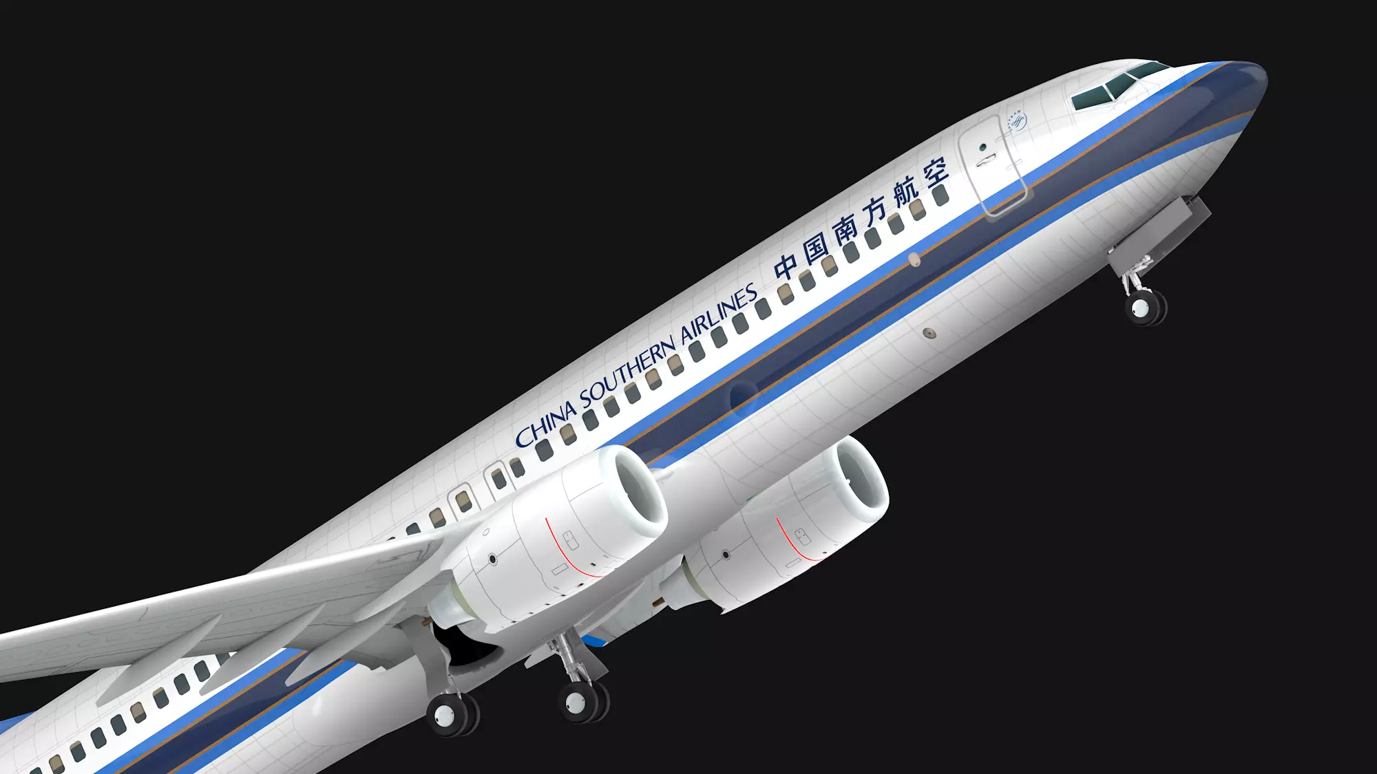 Boeing  737-800 China Southern Airlines Low-poly 3D model_0
