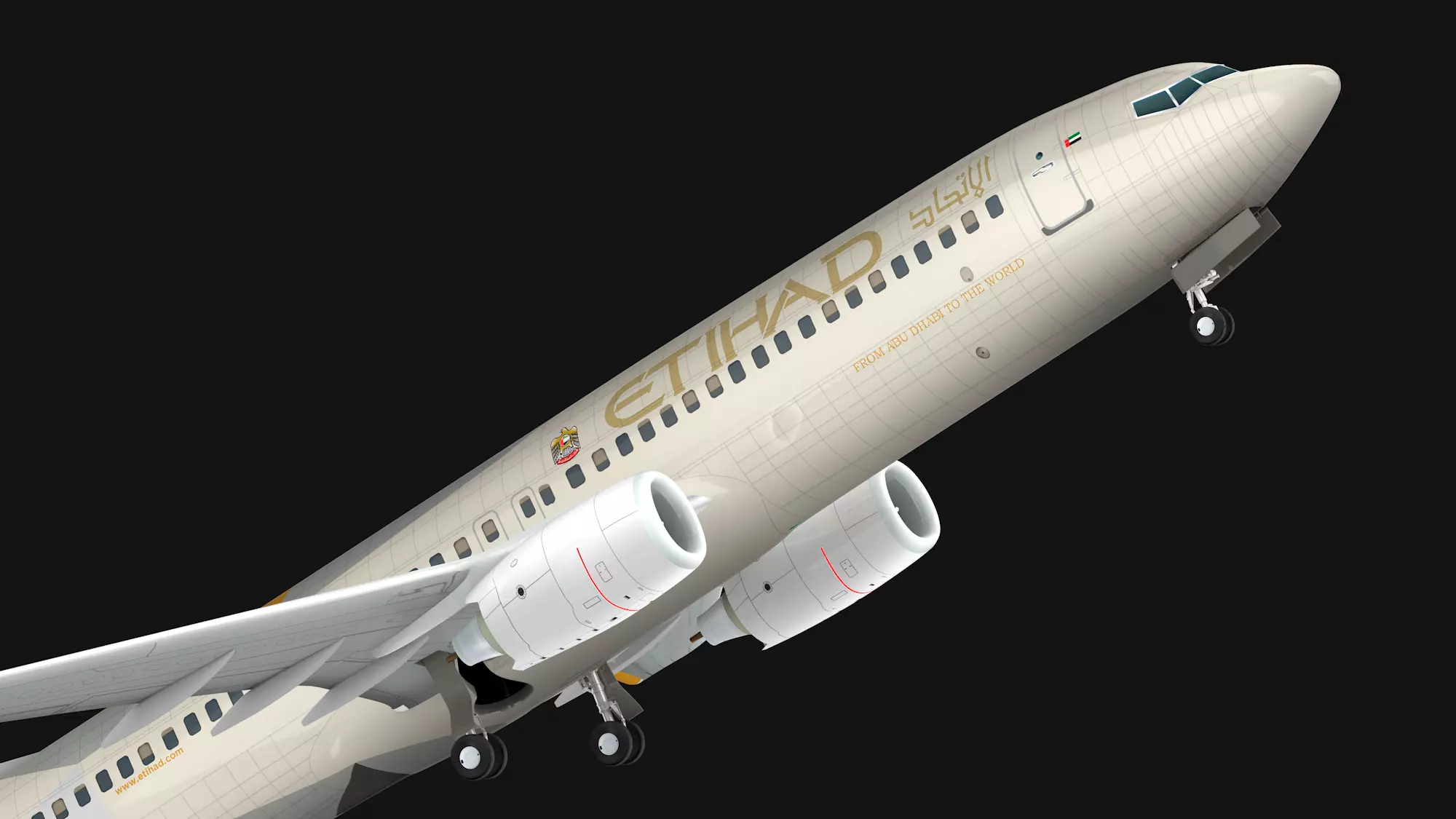 Boeing 737-800 Etihad Airways Low-poly 3D model_0