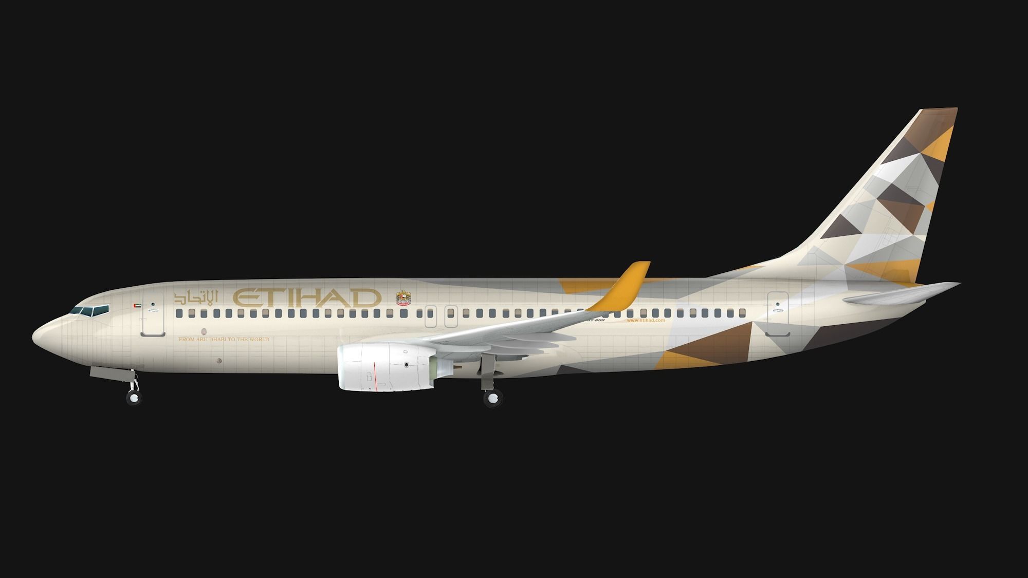 Boeing 737-800 Etihad Airways Low-poly 3D model_6