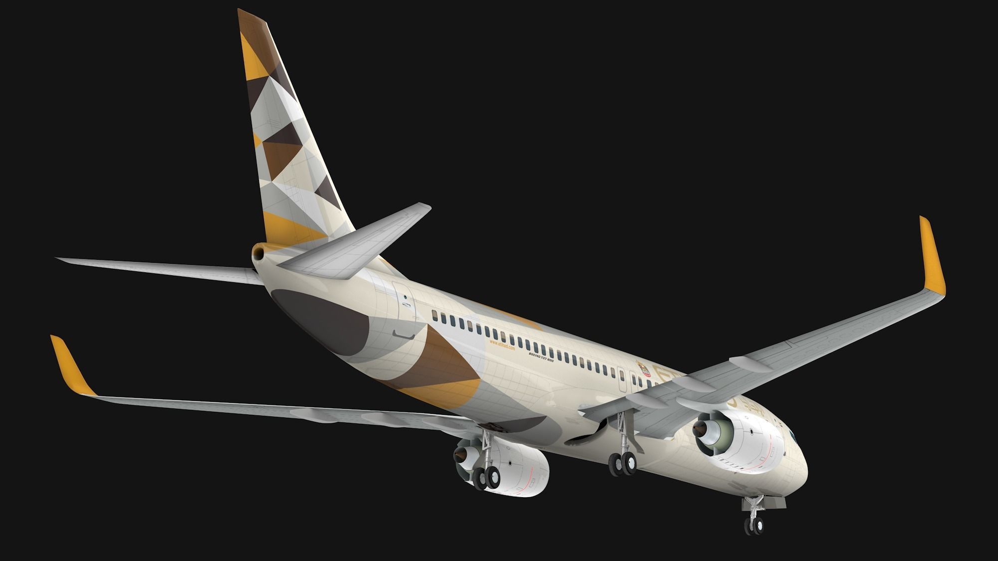 Boeing 737-800 Etihad Airways Low-poly 3D model_9