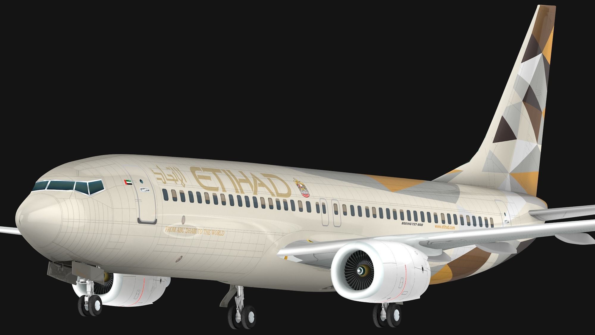 Boeing 737-800 Etihad Airways Low-poly 3D model_4