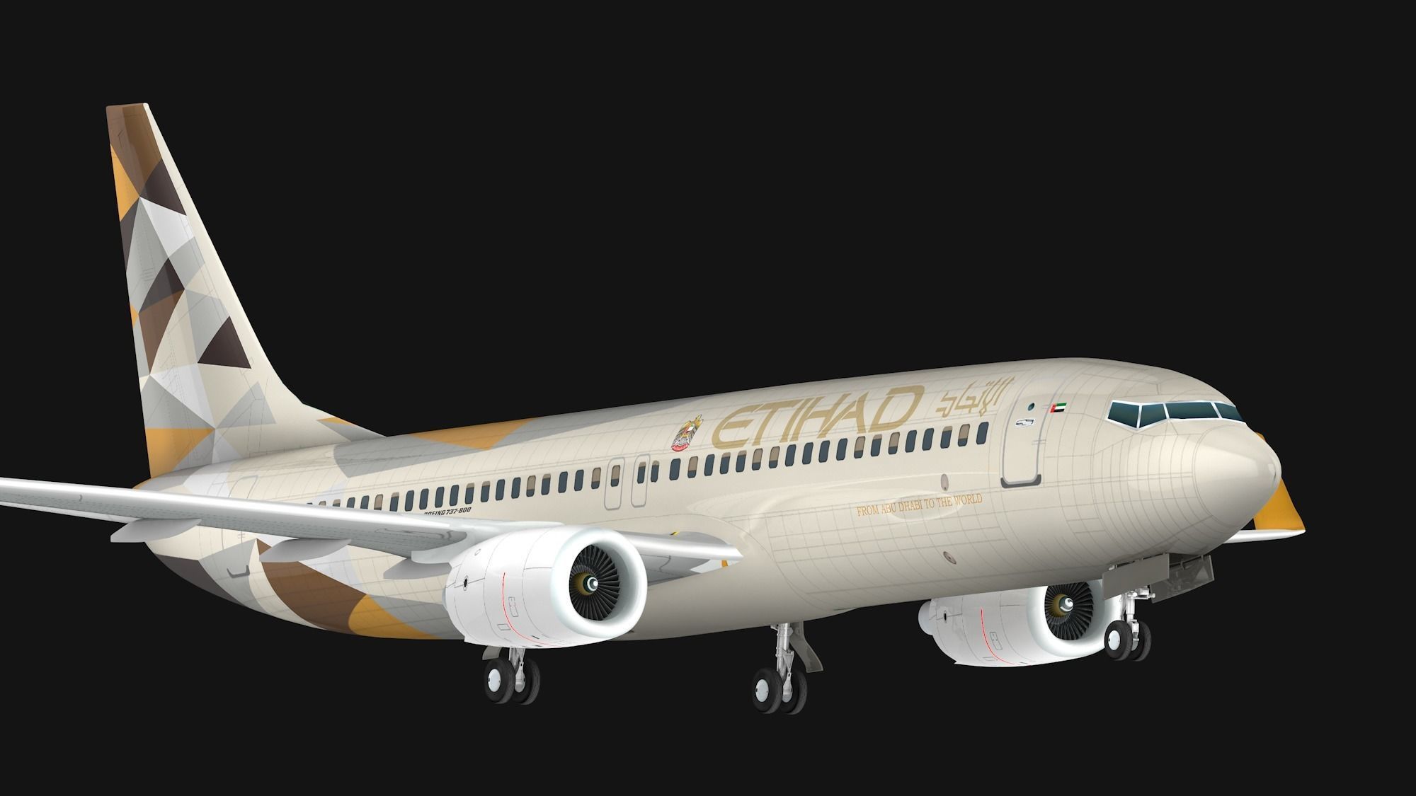 Boeing 737-800 Etihad Airways Low-poly 3D model_1
