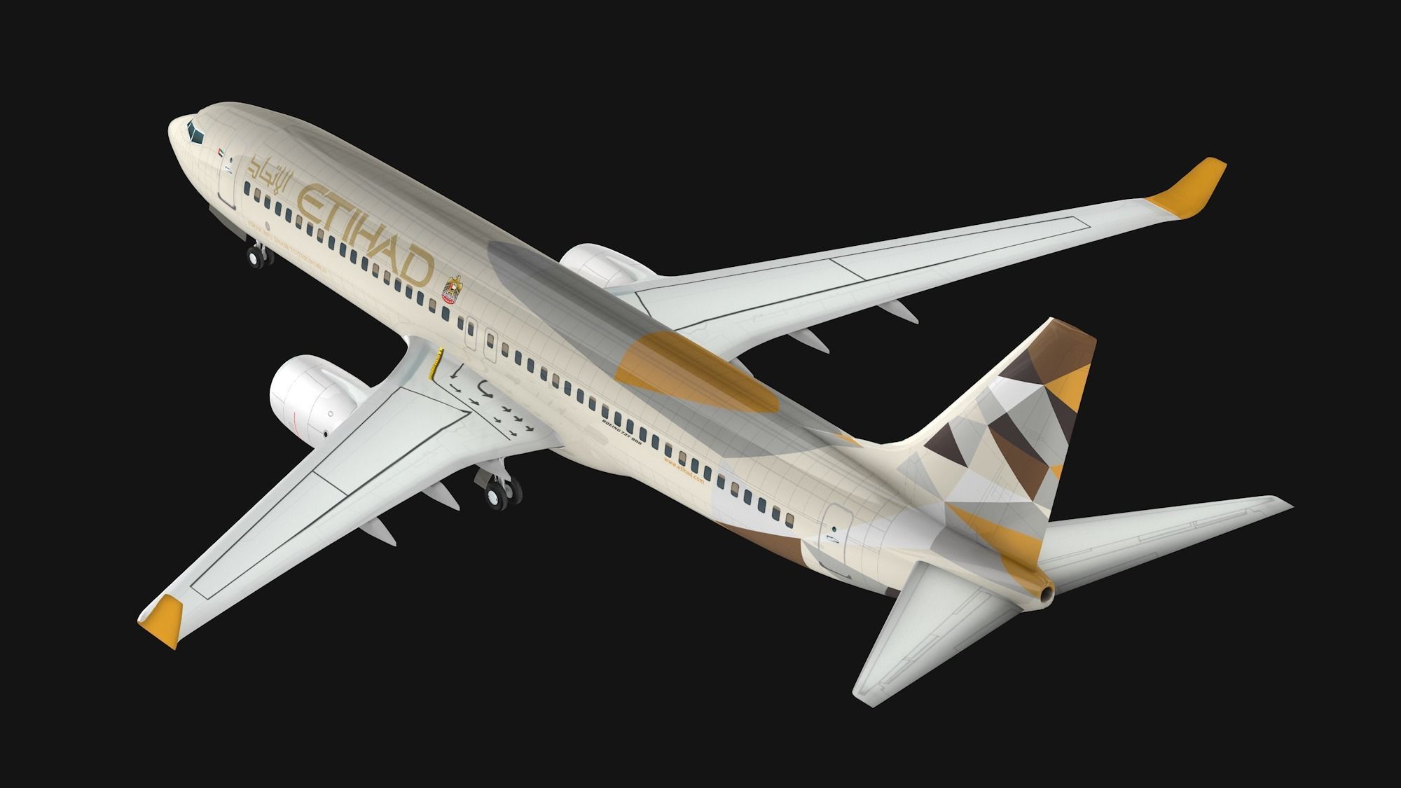 Boeing 737-800 Etihad Airways Low-poly 3D model_7