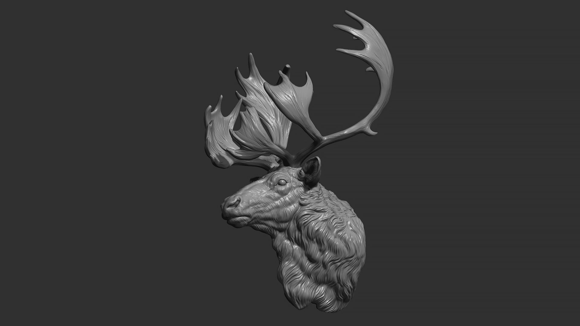 Reindeer head 3D print model_4