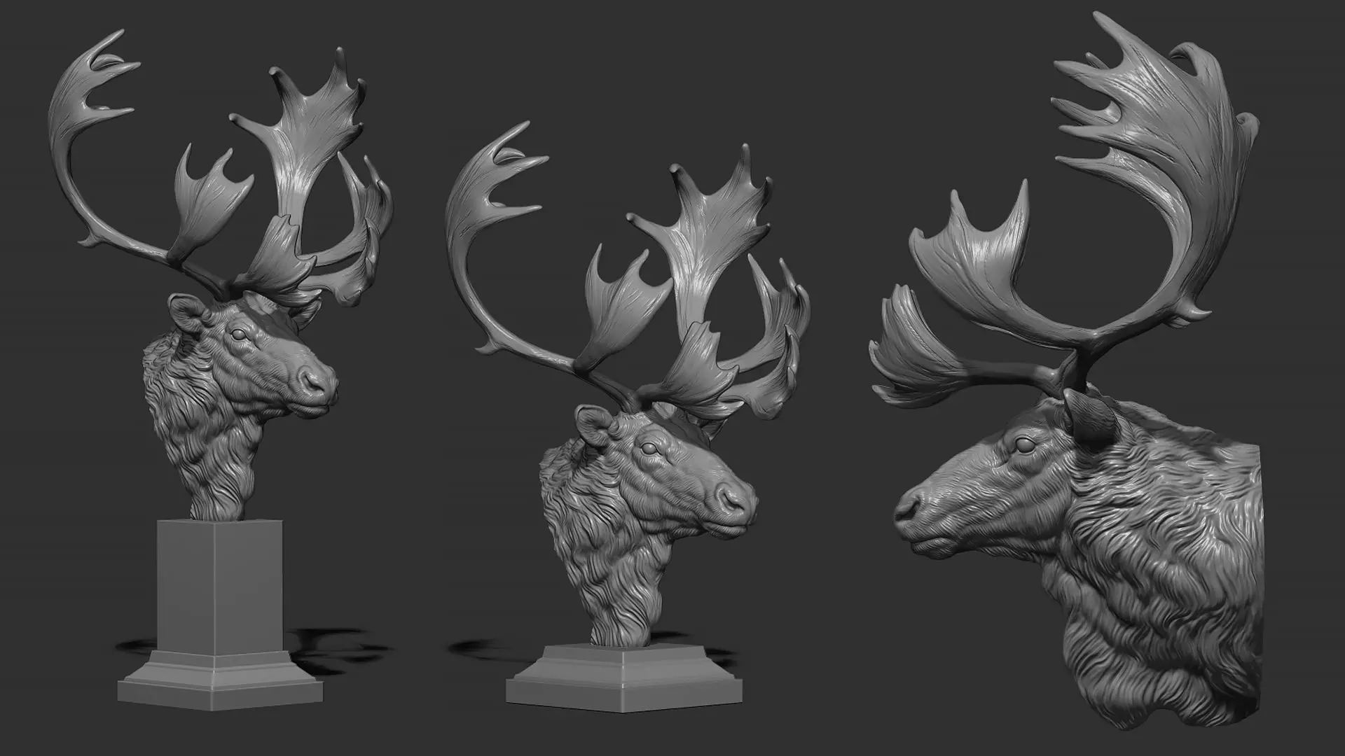 Reindeer head 3D print model_0