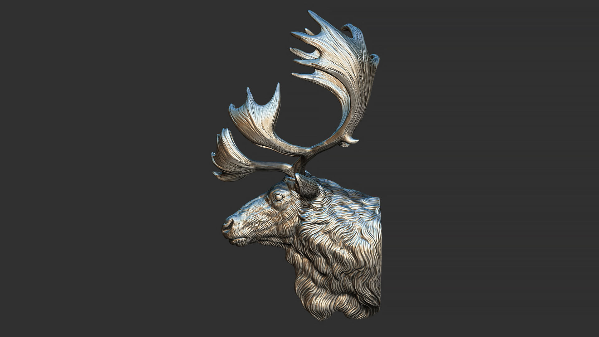 Reindeer head 3D print model_9