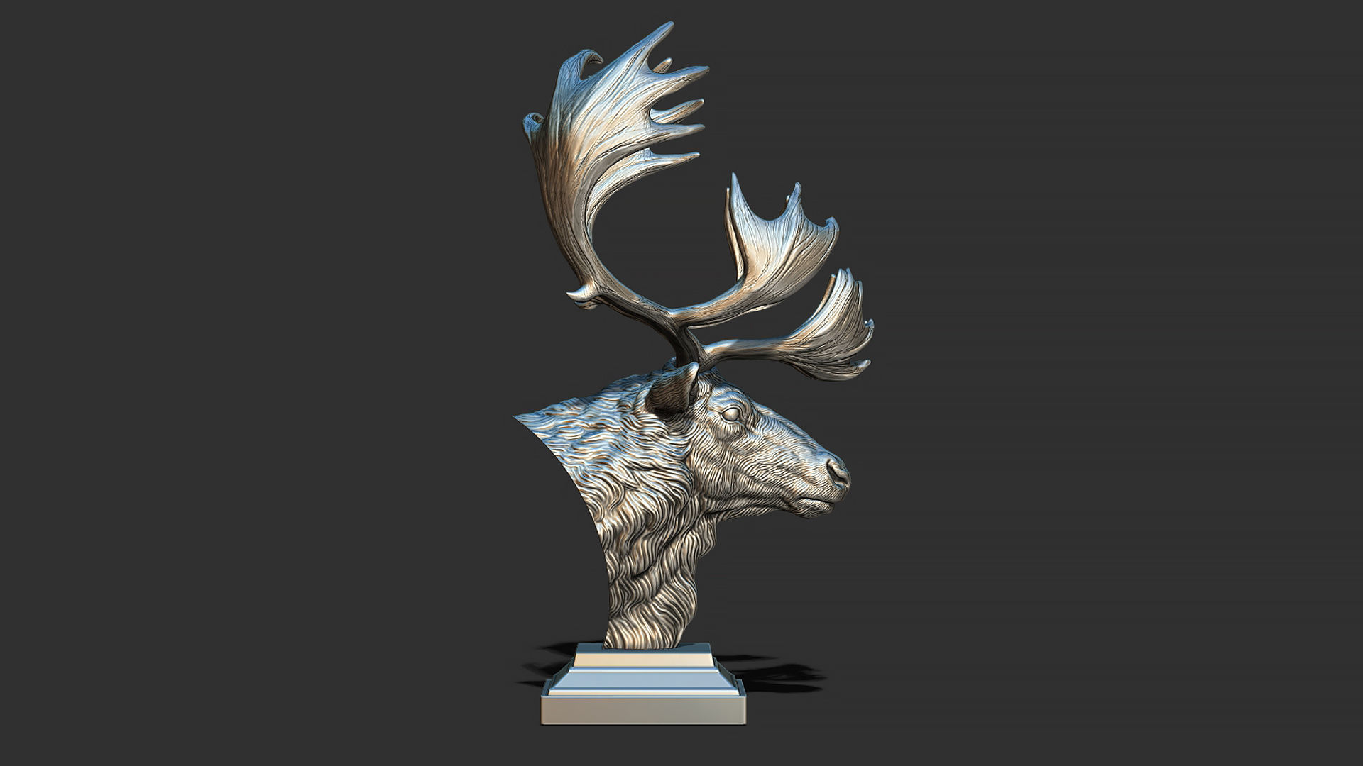 Reindeer head 3D print model_10