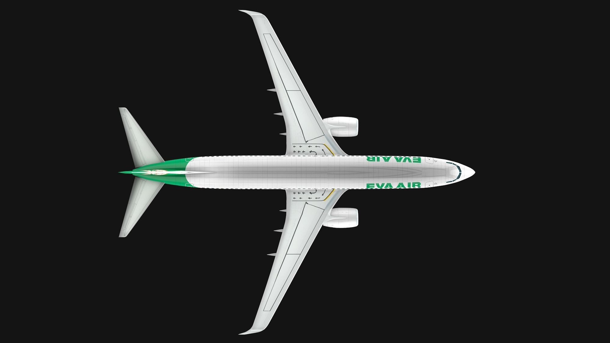 Boeing 737-800 EVA Air Low-poly 3D model_10