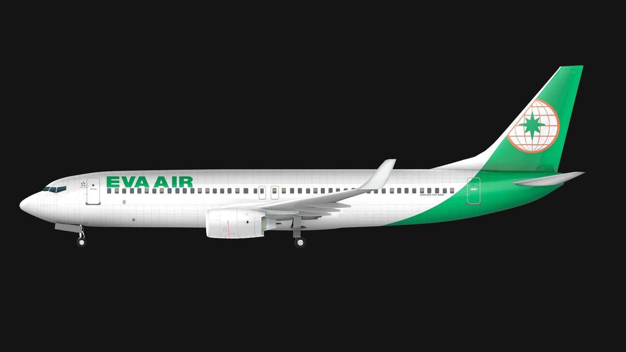Boeing 737-800 EVA Air Low-poly 3D model_6