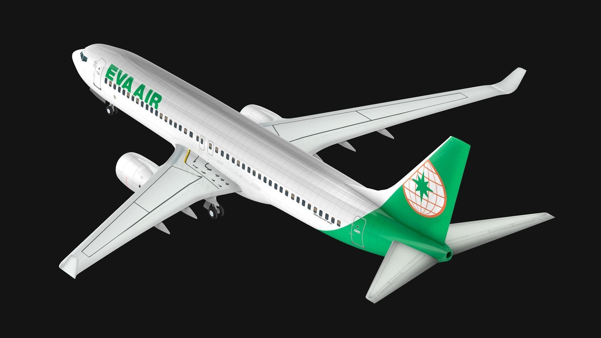 Boeing 737-800 EVA Air Low-poly 3D model_7