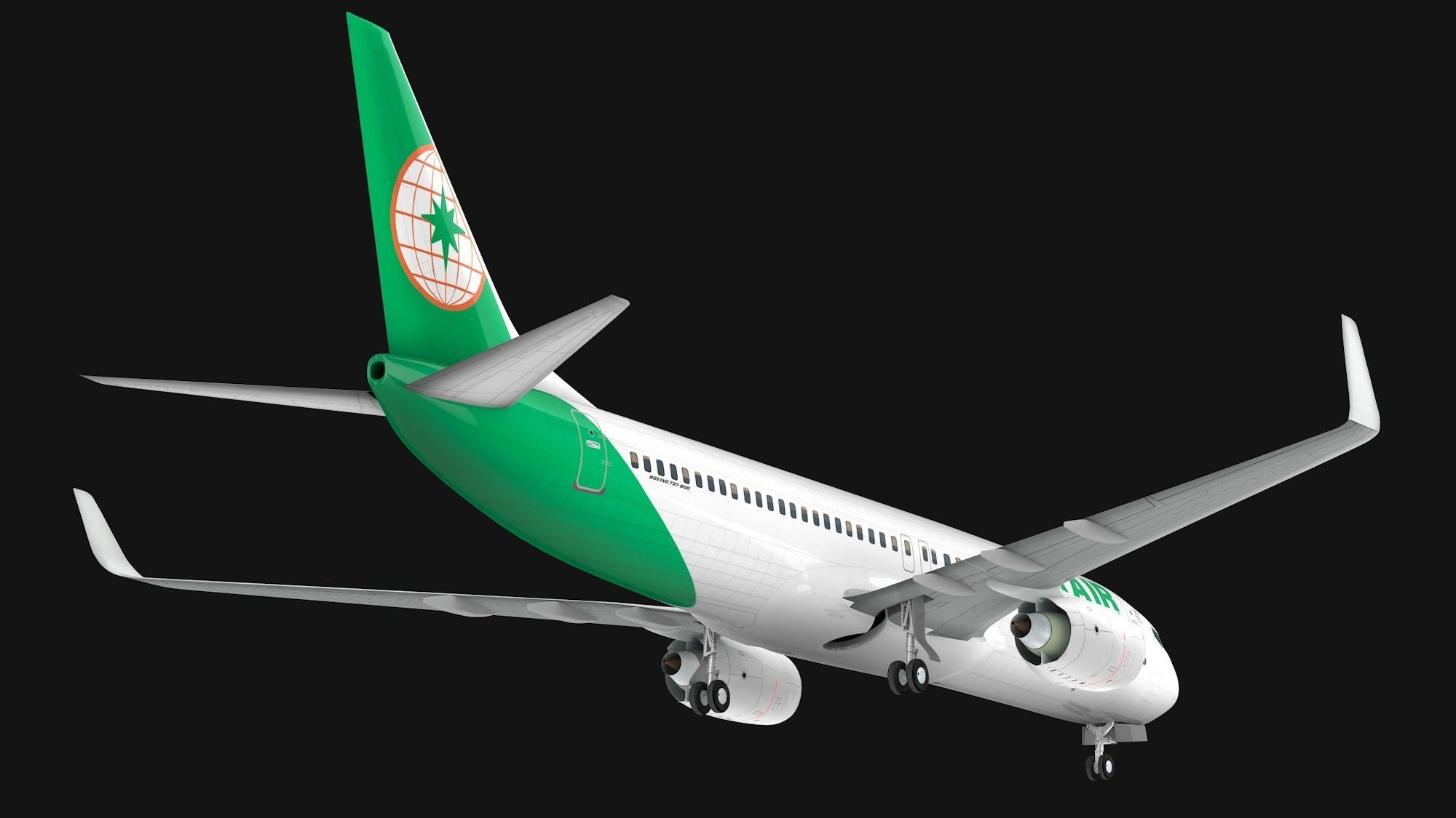 Boeing 737-800 EVA Air Low-poly 3D model_9