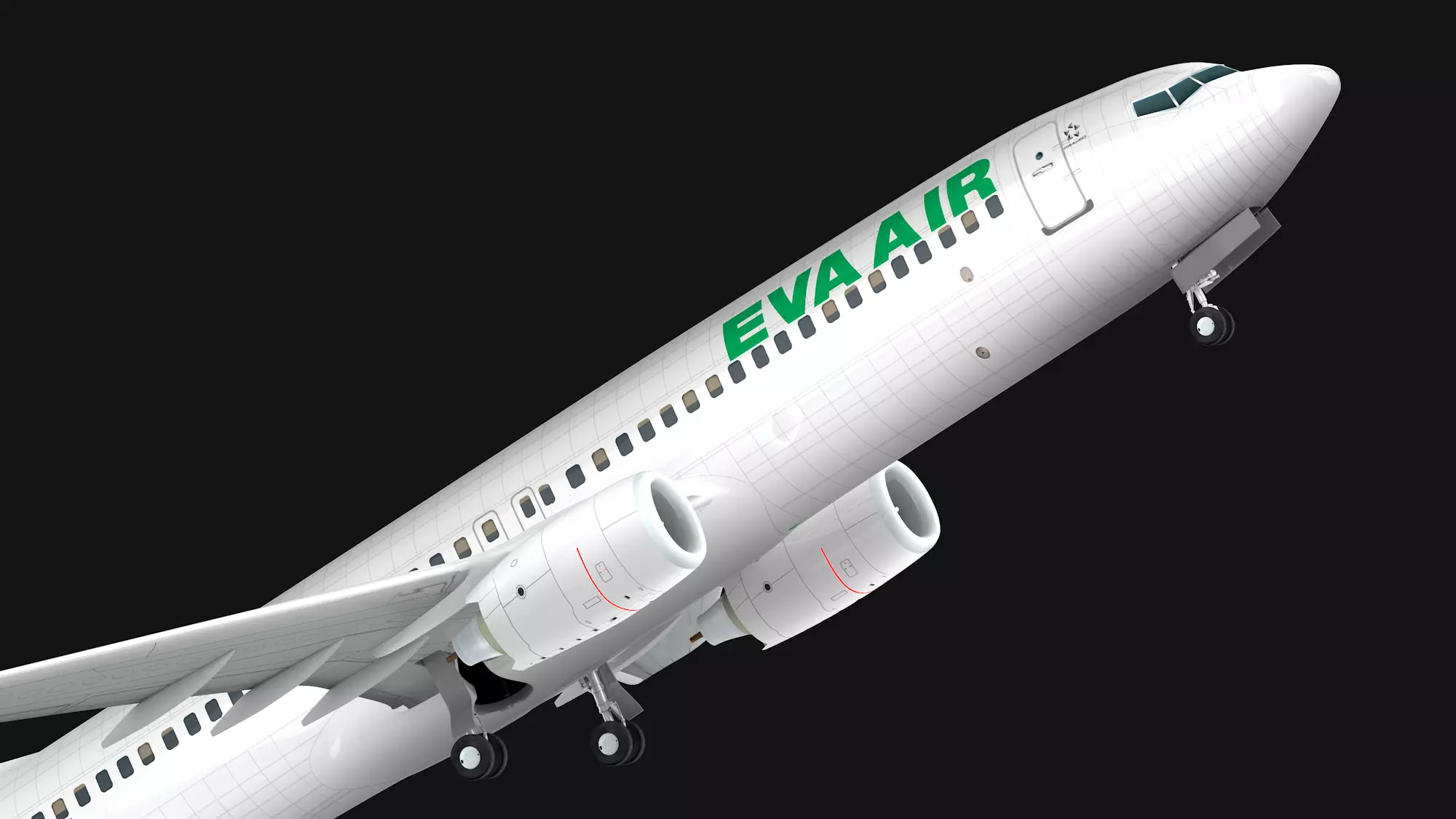 Boeing 737-800 EVA Air Low-poly 3D model_0