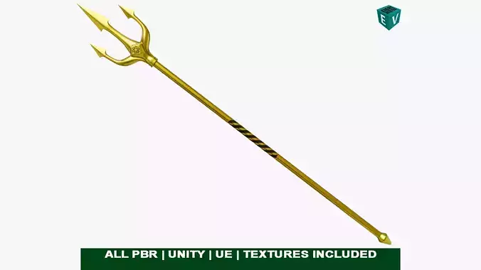 Trident 03 Gold All PBR Unity UE Textures Included Low-poly 3D model