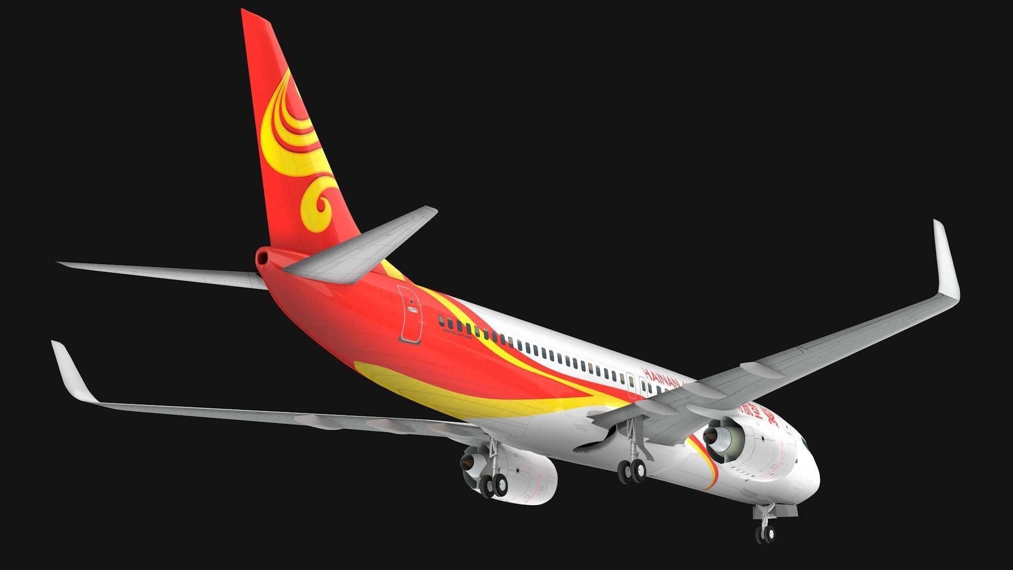 Boeing 737-800 Hainan Airlines Low-poly 3D model_9